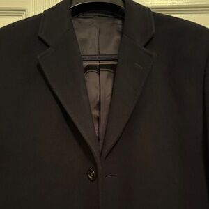 J. Crew Navy Wool and Cashmere (Italian Cloth) Overcoat